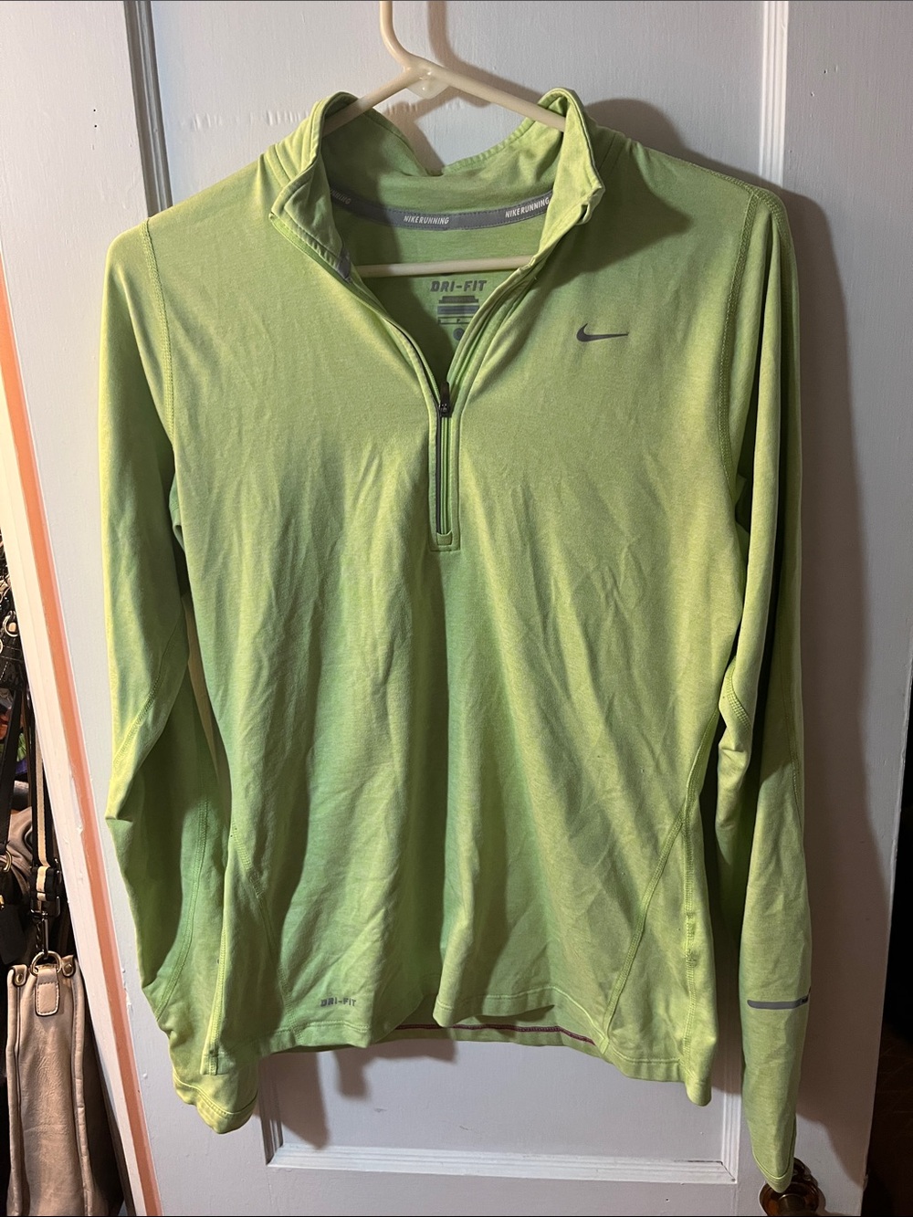 Nike Women's Lime Green Dri-FIT Quarter-Zip Pullover